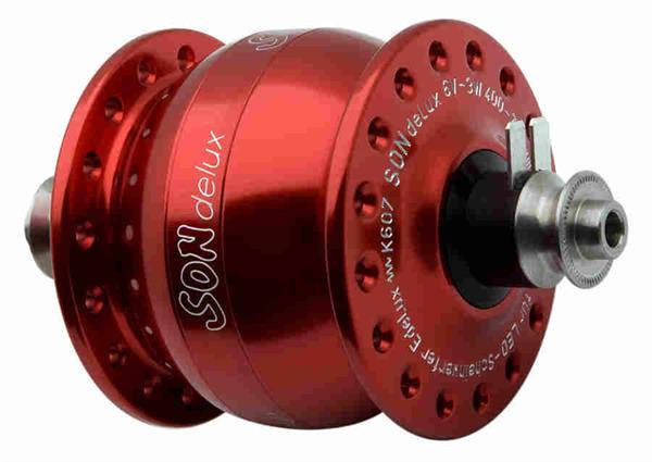 Son delux hub dynamo 36 hole red non-disc 5 x 100 mm QR Son delux hub dynamo 36 hole red non-disc 5 x 100 mm QR