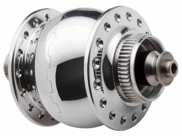 SON delux disc centerlock Nabendynamo silber poliert 32 Loch 5 x 100 QR