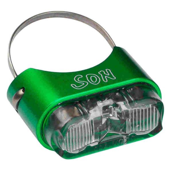 SON Rücklicht hellgrün / klar für Sattelstützmontage Ø 26 bis 31.6 mm