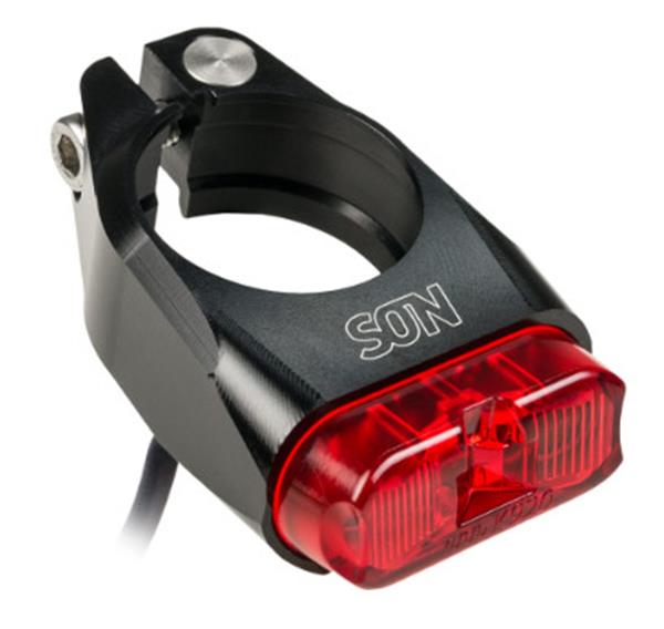 Son Rücklicht Sattelschelle 30.0 mm, schwarz / Glas rot