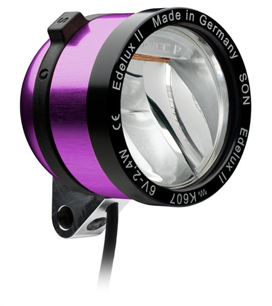 Son Edelux II LED-Scheinwerfer für Nabendynamos violett eloxiert 140 cm