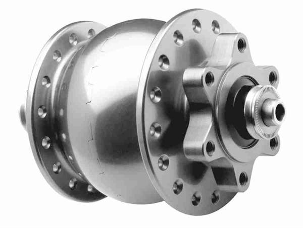 SON 28 disc 6-Loch Nabendynamo silber 32 Loch steckerlos (SL) 5 x 100 mm QR