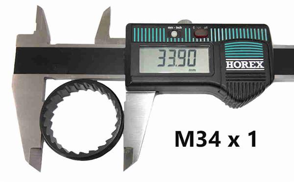 Bemaßung Gewindering M34x1 DT Swiss 3-Klinken-System Bemaßung Gewindering M34x1 DT Swiss 3-Klinken-System