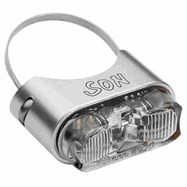 SON Rücklicht silber / klar für Sattelstützmontage Ø 26 bis 31.6 mm