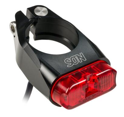 Son Rücklicht Sattelschelle 34.9 mm, schwarz / Glas rot