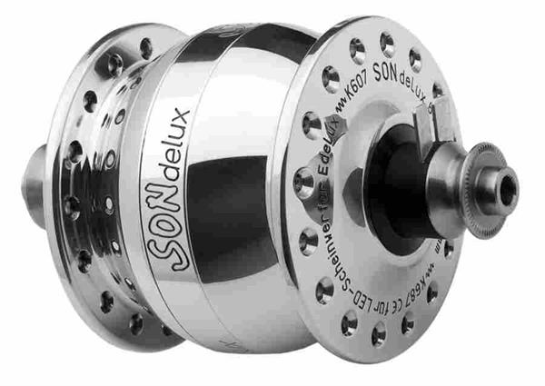 Son delux hub dynamo 32 hole silver polished non-disc 5 x 100 QR Son delux hub dynamo 32 hole silver polished non-disc 5 x 100 QR