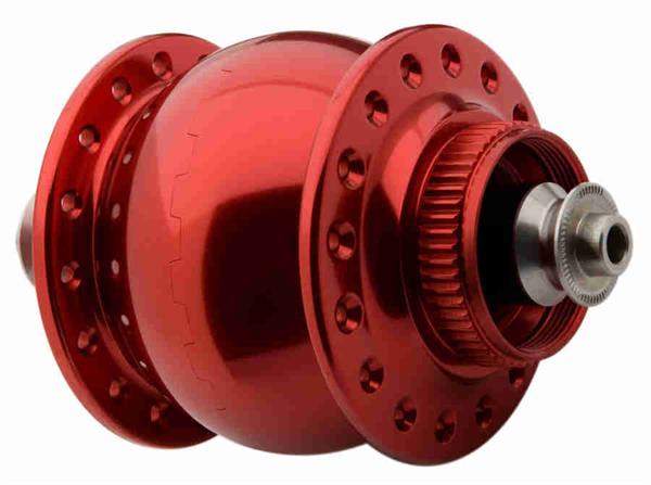SON delux Disc centerlock Hub Dynamo red 32 hole 5 x 100 mm QR SON delux Disc centerlock Hub Dynamo red 32 hole 5 x 100 mm QR
