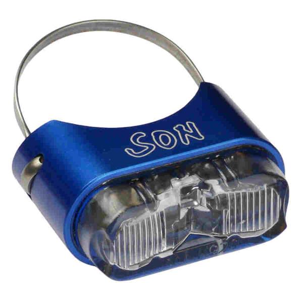 SON Rücklicht blau / klar für Sattelstützmontage Ø 26 bis 31.6 mm