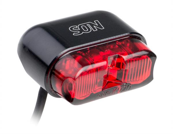 Son Rücklicht für 10 mm Gepäckträger-Rohr, schwarz / Glas rot