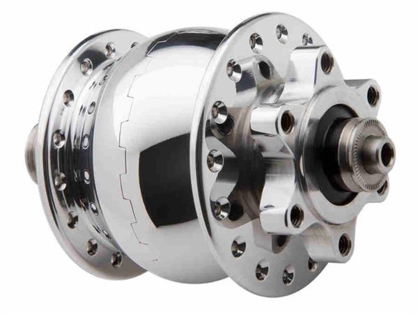 SON 28 Disc 6-Loch Nabendynamo silber poliert 32 Loch 5 x 100 mm QR