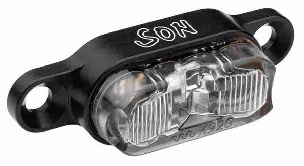 SON Rücklicht schwarz / klar für Gepäckträgermontage 50 mm Schraubenabstand