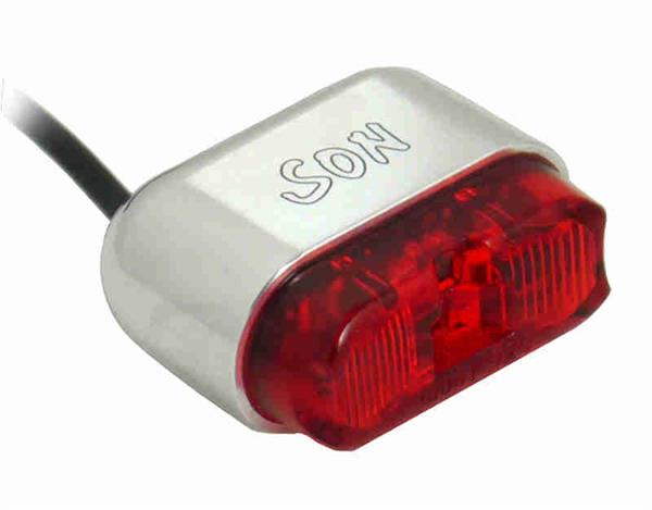 SON Rücklicht poliert / rot  für Schutzblechmontage weites Profil SON Rücklicht poliert / rot  für Schutzblechmontage weites Profil