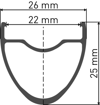 Rim DT RR 481 Disc black 28h 622x22 outline Rim DT RR 481 Disc black 28h 622x22 outline