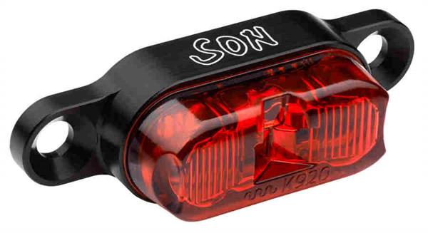 SON Rücklicht schwarz / rot für Gepäckträgermontage 50 mm Schraubenabstand SON Rücklicht schwarz / rot für Gepäckträgermontage 50 mm Schraubenabstand
